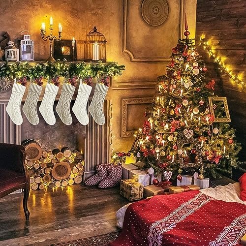 Fesciory Christmas Stockings 6 Pack, 14 Inch Cable Knit Xmas Decor - Image 2