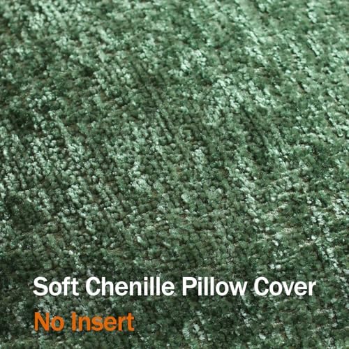 DEZENE Pack of 2 Forest Green Christmas Decorative Throw Pillow Covers 24x24 Cozy Soft Chenille Accent Vintage Square Couch Pillow Covers for Home Decor Bed Sofa Living Room - Image 2