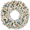 Best Choice Products 60in Large Flocked Artificial Pre-Lit Fir Christmas Wreath Holiday Accent Decoration w/ 300 2-in-1 LED Lights, 930 PVC Tips by BestChoiceProducts