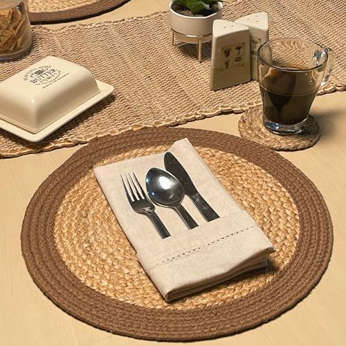 Chardin Home Verona Round Woven Jute Cotton Placemat, Set of 4, 14 Inch - Image 7