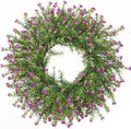 Realistic 24 Inch Baby’s Breath Wreath Spring Wreath for Front Door, Zmtyykh Purple Floral Green Wreath for Outdoor Indoor Farmhouse Wall Porch Home Decor, All Season Summer Wedding Party by Zmtyykh