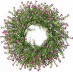 Realistic 24 Inch Baby’s Breath Wreath Spring Wreath for Front Door, Zmtyykh Purple Floral Green Wreath for Outdoor Indoor Farmhouse Wall Porch Home Decor, All Season Summer Wedding Party by Zmtyykh