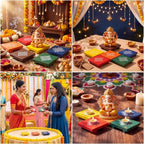 Kolam Trays Indian Return Gifts, Ganesh Pooja Chowki, 12 Pcs, Colorful - Image 5
