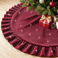 Christmas Tree Skirt Burgundy 60 Inch, Sequin Tree Skirt, Ruffled Design by FANPROMS