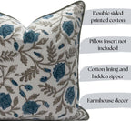 Floral Pillow Covers Cornflower Blue Set of 2 Pillow Covers 18x18 inches Farmhouse Style Pillow Covers for Couch Bed Bedroom Living Throw Pillow Covers Boho Decorative Pillow for Spring - Image 2