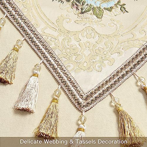 Loom and Mill Elegant Floral Jacquard Table Runner 13x90 inch, Pearly Beige - Image 5