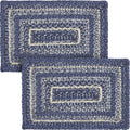 VHC Brands Farmhouse Great Falls Blue Table Placemat Blue White Jute Blend Rectangle Set of 2 10x15 Inches by VHCBrands