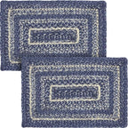 VHC Brands Farmhouse Great Falls Blue Table Placemat Blue White Jute Blend Rectangle Set of 2 10x15 Inches by VHCBrands