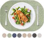 Andie Home Oval Placemats for Kitchen Table and Dining Room, 6-Piece Set, Heat-Resistant and Surface Washable Placemat, Sage Green, 17"x12" by andiehome