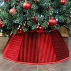 Blissun Christmas Tree Collar, Velvet Foldable Christmas Tree Ring with Silver Dotted line, Christmas Tree Skirt for Artificial Christmas Trees Decoration, Red by Blissun