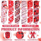 10 Pcs Valentine's Day Ribbon Including 4 Rolls Mesh Ribbon and 6 Rolls Heart Gnome Truck Wired Edge Wreath Metallic Wreath Wrapping Crafts for Valentine's Day Party Home Decorative DIY Craft - Image 4
