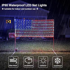 American LED Flag Net Lights Outdoor – 384 Super Bright Red White Blue Lights, Waterproof Patriotic Flag Light for 4th of July, Memorial Day, Independence Day, Yard, Garden, Wall Decor - Image 3