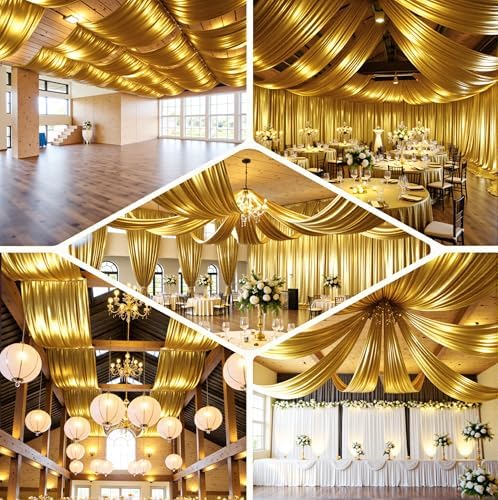 12 Panels 5ft(W) x 20ft(H) Gold Backdrop Curtain for Wedding Parties - Image 5