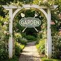 Vintage Metal Garden Sign, Distressed Green Wall Decor with Shovel & Fork Design, Rustic Farmhouse Wall Art for Outdoor Porch, Patio, 18.11” × 16.54” by Unknown