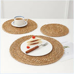Handmade Heat Resistant 13" Round Woven Placemats Set of 8, Wicker Boho No Chemical Natural Water Hyacinth Place Mats, Farmhouse Table Mats for Kitchen Dining Table,Home Decorations,Wedding - Image 7