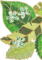 Hand Beaded Green Leaves Table Runner 13x36 Table Décor - Image 6