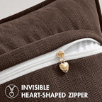 MIULEE Pack of 2 Reddish Brown Euro Shams Chenille Pillow Covers 22x22 Inch - Image 3