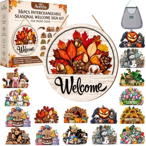 16 Pcs Interchangeable Welcome Sign for Front Door, 12 Inch (1pc) by Unknown