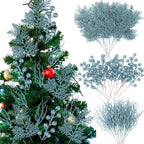 75 Pcs Christmas Glitter Tree Picks 3 Styles Berry Stems, Lake Blue - Image 5
