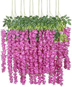 Duovlo 12 Piece Artificial Silk Wisteria Vine 3.6 Feet Ratta Hanging Flower Garland String Home Party Wedding Decor (New Rose Red) by Duovlo