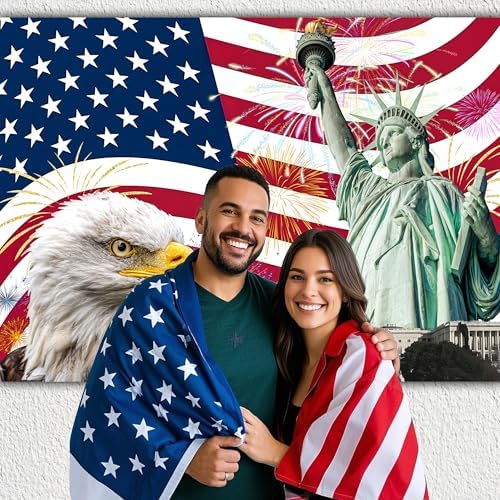 Large American Flag Backdrop 12x8 FT Independence Day Decorations 4th of July Banner Patriotic Photography Background Veterans Memorial Day Photo Booth Props Supplies - Image 2