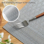 Leetaltree Lunar Grey Placemats Set of 12 - Heat Resistant Non-Slip Place mats for Dining Table, Washable Durable PVC Vinyl Woven Table Mats（Lunar Grey, 12） - Image 3