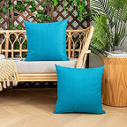 Kevin Textile Outdoor Waterproof 26”x26” Pillow Covers 2 Pack, Peacock Blue - Image 4