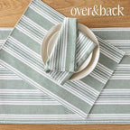 Over&Back 18x90 Woven Striped Table Runner - Washable Table Runners for a Custom Home Decor Tablescape - Coffee Table, Dinner Table, Living Room - Green - Image 6