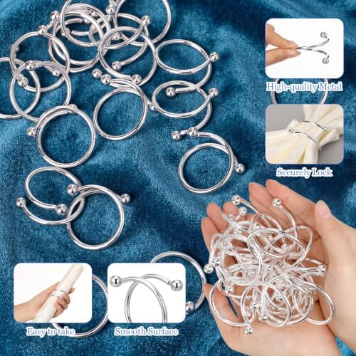 50 Pcs Silver Spiral Napkin Rings Bulk Metal Napkin Holder Buckles - Image 3