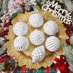 16Pcs Vintage Rustic Christmas Ball Ornaments - Large Shatterproof Neutral Christmas Ornaments Set Farmhouse Christmas Decor for Xmas Tree Home Party Holiday (White) - Image 3