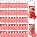 Leyndo 100 Pcs Long Mesh Christmas Stockings Bulk 50 18 Inches Christmas Stockings with 50 Santa Header Card Candy Cane Xmas Stocking for Event Gift Stuffing Family Holiday Party (Red, Green) by Leyndo