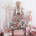 Christmas Tree Collars for Atificial Trees, 24 Inch Sparkling Sequins Christmas Skirt, Base Cover,Holiday Home Decor Ring(Rose Gold,Large) - Image 3