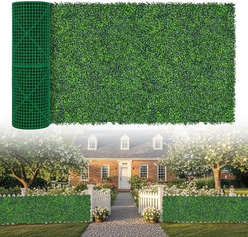 Artificial Boxwood Roll,48x160 in(54 sqft) UV-Anti Faux Ivy Grass Wall by EverNature
