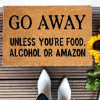 Funny Coir Doormat Go Away Unless You're Food Alcohol or Amazon Welcome Front Porch Decor Doormats For The Entrance Way Personalized Rugs Heavy-Duty PVC Back Non Slip Outdoor Mat 23.6 x 15.7 inch - Image 4