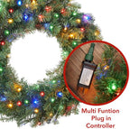Casafield 30" Pre-Lit Fir Artificial Christmas Wreath Holiday Décor, 100 LED White & Multicolor Lights, 220 PVC Tips for Front Door, Window, or Mantel - Image 3
