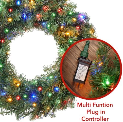 Casafield 30" Pre-Lit Fir Artificial Christmas Wreath Holiday Décor, 100 LED White & Multicolor Lights, 220 PVC Tips for Front Door, Window, or Mantel - Image 3