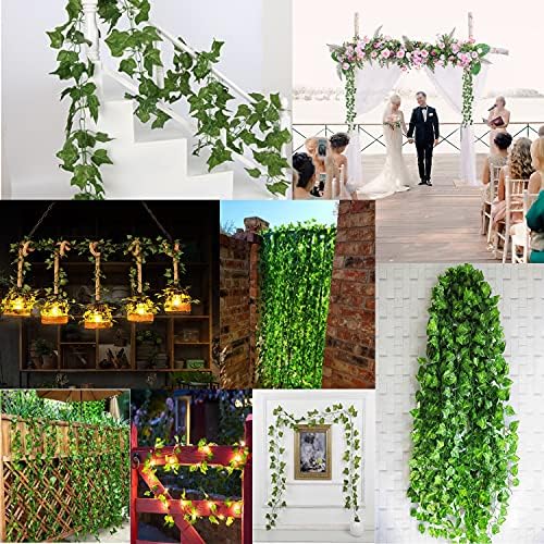 Tecbeauty 72pcs Vines Garland - 496 Feet Artificial Leaves Fence Privacy Screen Green Fake Vines for Room Decor - Greenery Garland for Wall Decorations - Image 3