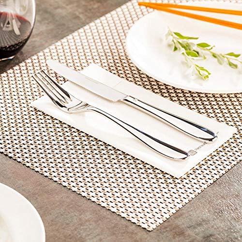 Restaurantware Amalfi 16 x 12 Inch Plastic Placemats Set Of 6 Basketweave Outdoor Placemats - Limestone No Stain Black And Taupe Vinyl Table Placemats Waterproof Heat Tolerant Easy To Clean - Image 3