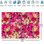 Ticuenicoa 10x7ft Pink Red Rose Flowers Photography Backdrop Valentine's Day Photo Background Baby Shower Wedding Birthday Decoration Bridal Shower Wedding Blossoms Roses Wall Art - Image 6