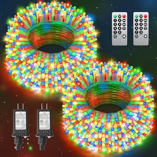 Multicolor Christmas Lights Outdoor Total 710FT 1800 LED, Extra Long Outdoor String Lights Waterproof, Timer & Memory, 8 Modes Dimmable Plug in Fairy for Outside Tree Wedding Patry by JIXXULVU