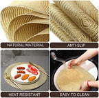 Buryeah 24 Pieces 13 Inch Christmas Round Placemats Circle Woven Place Mats Boho Decor Dining Table Mats Table Scape Hosting Friends for Wedding Birthday Dinner Parties (Gold) - Image 4