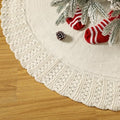 Ivory Knitted Christmas Tree Skirt, Cozy Cable Knit Design with Scalloped Edge and Ties, Rustic Farmhouse Holiday Décor for Christmas Tree Base(Ivory, 48") by Aeranto