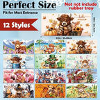 Nuanchu 12 Pack Seasonal Doormat Inserts, 10x22 in, Interchangeable, Cow - Image 2