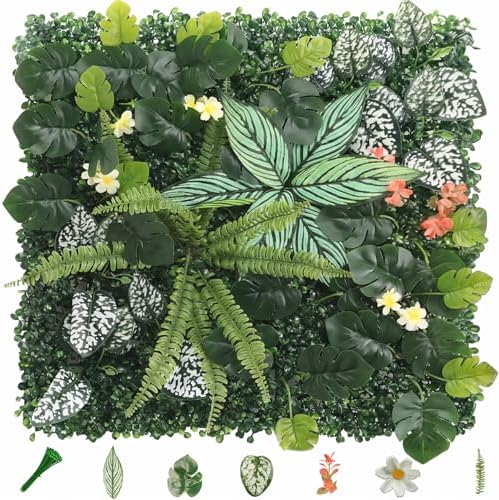 8 Pack 20"x20"Grass Wall Panels-Artificial Boxwood Panels for Greenery Wall Backdrop,UV-Protected Greenery Wall Backdrop Faux Greenery for Indoor Outdoor Decor,Garden Fence,Wedding,Privacy Screen by Unknown