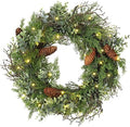 Pre Lit Christmas Wreath for Front Door Green Wreath Decorated with Pine Cones,Berry Clusters, Abundant Fit Branches 18” Lighted Christmas Wreaths for Windows Winter Wreath Hanging Wall Decor by DILATATA