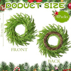 4 Pcs Christmas DIY Green Wreath 10 Inch Artificial DIY Faux Plain Wreaths Front Door Green Farmhouse Cabinets Indoor Outdoor Wall Decor(Norfolk Pine) - Image 2