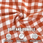 Fall Orange Plaid Gingham Euro Pillow Sham Covers 26x26 Set of 2 for Couch - Image 3