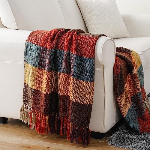 Fall Plaid Throw Blanket for Couch, Rustic Knit Throw Blanket 50"x60" - Image 4