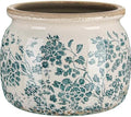 7.7" Large Ceramic Plant Pot Beige Green Vintage Peony Crackle Glaze Rustic Flowers Pot Decorative Planter with Drainage for Indoor Outdoor Plants Home Kitchen Office Decor Gift by Unknown