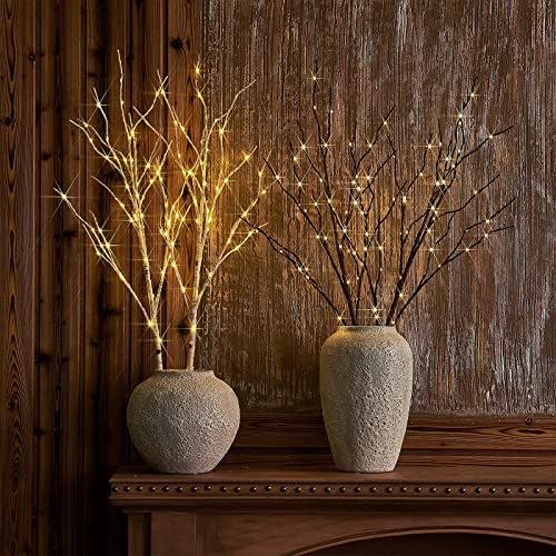 Birchlitland Lighted Brown Branches 32IN 100 LED with Timer Battery Operated, Artificial Tree Branch with Warm,Willow Branch Lights for Home Bedroom Fireplace Christmas Holiday Decoration - Image 5
